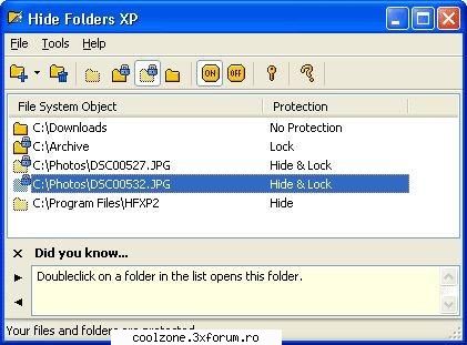 Hide Folders XP 2.9.8 - Hide Folders XP is a simple but ingenious program - ...::: Softuri :::...