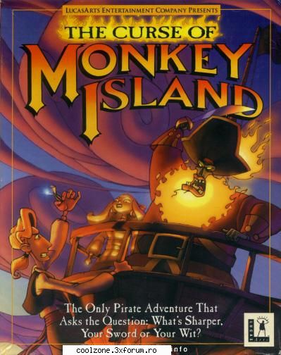 in the curse of monkey island guybrush finds himself at sea floating on a bumper car. he ends up at